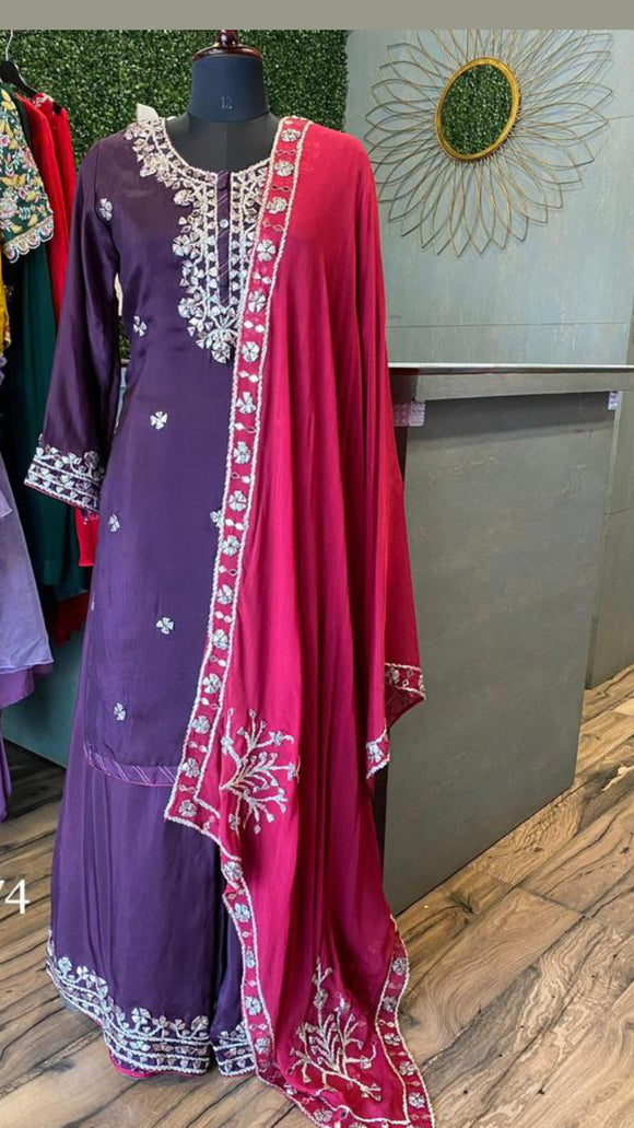 Asim Jofa Shadow Pakistani Lawn Silk Dress | Silk dress, Embroidered  neckline, Traditional outfits